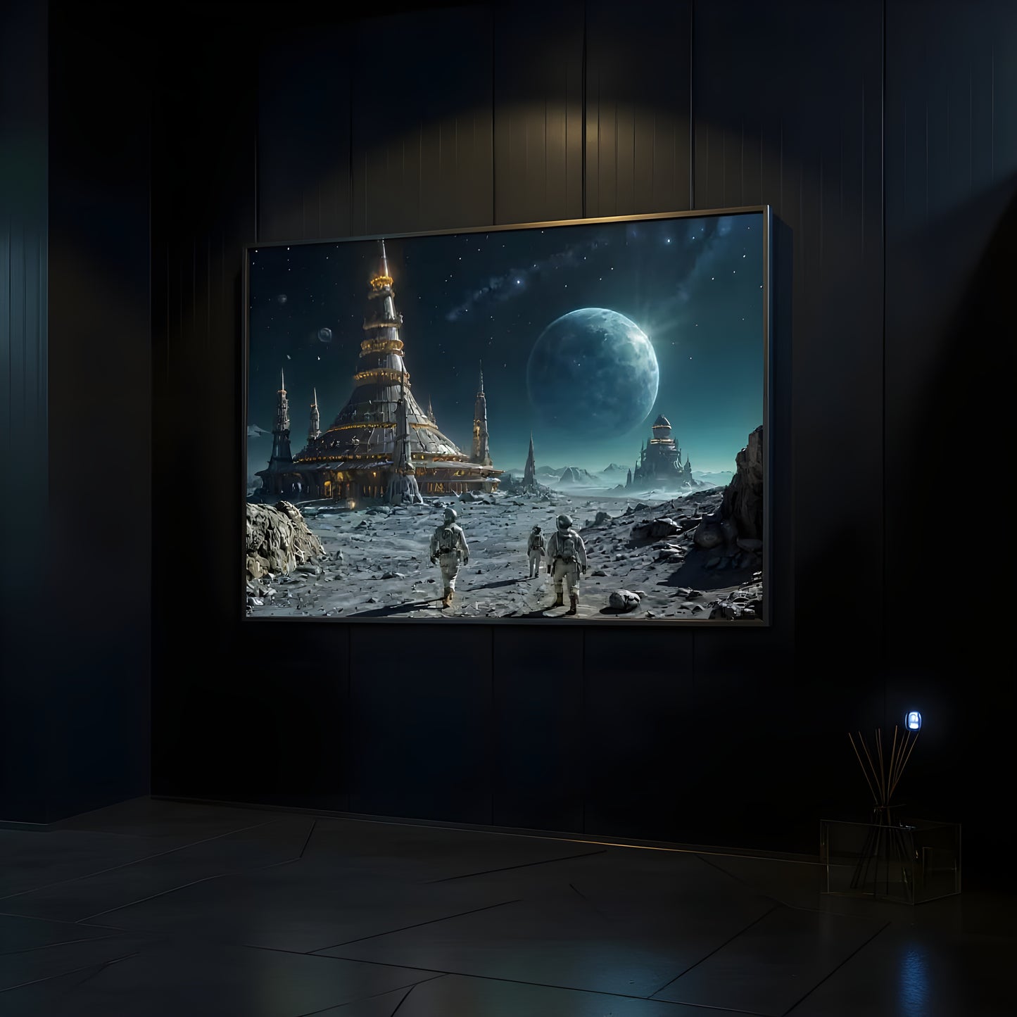 RETRO MOON BASE OVER EARTHRISE